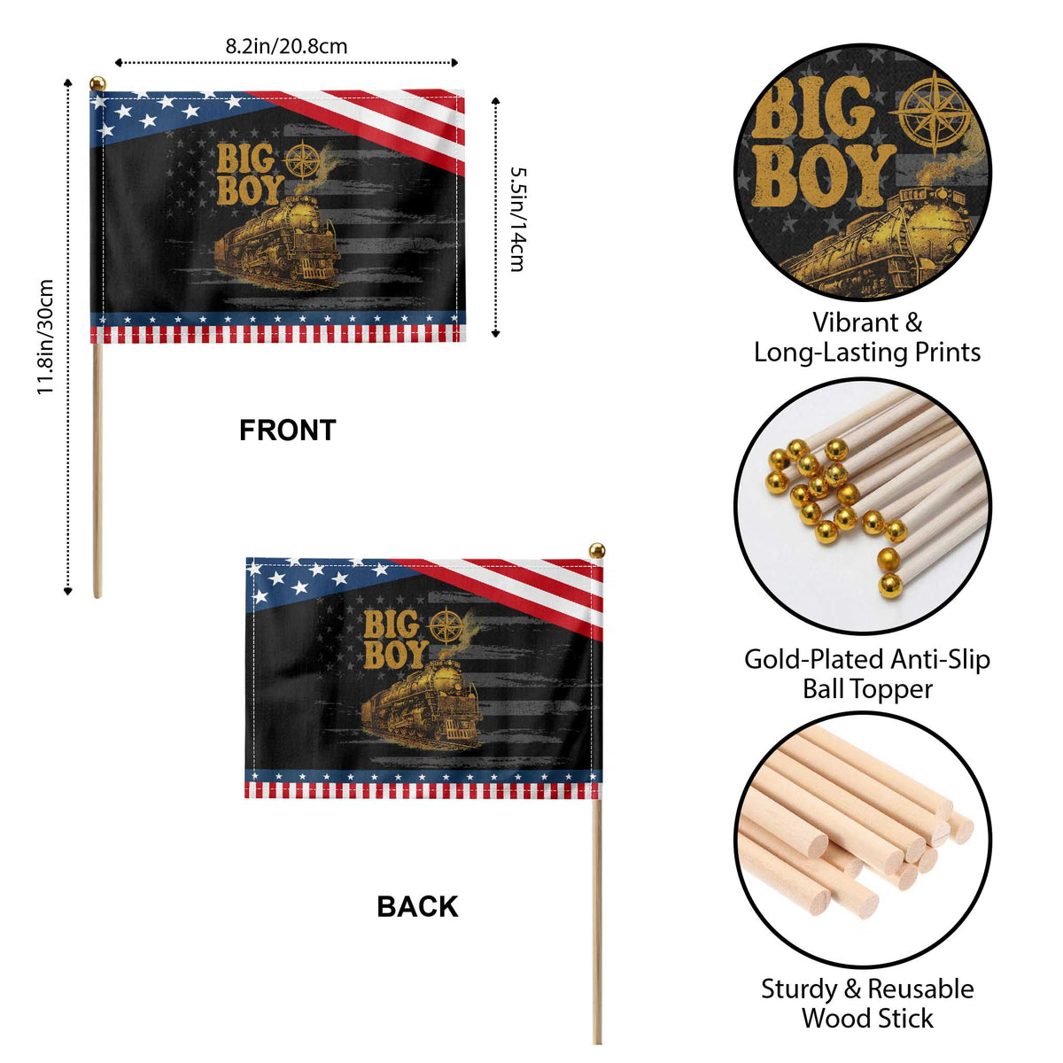 Vintage American Steam Train Locomotive Legend Patriotic Handheld Flag Compass Adventure Heritage Pride Graphic TS02 Print Your Wear