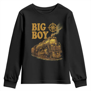 Vintage American Steam Train Locomotive Legend Youth Sweatshirt Compass Adventure Heritage Pride Graphic TS02 Black Print Your Wear