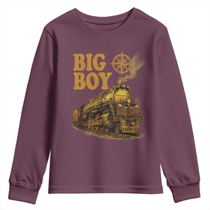 Vintage American Steam Train Locomotive Legend Youth Sweatshirt Compass Adventure Heritage Pride Graphic TS02 Maroon Print Your Wear