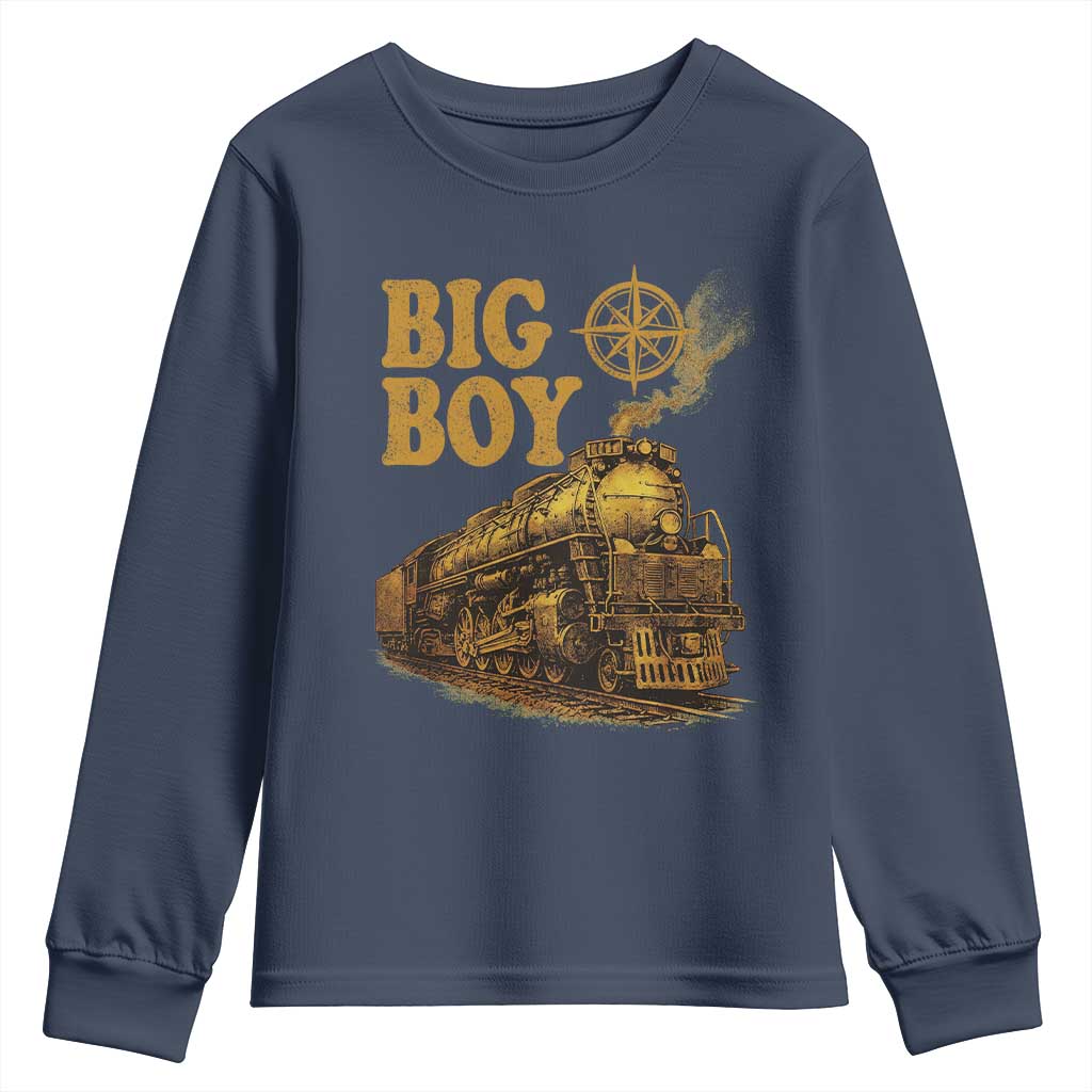 Vintage American Steam Train Locomotive Legend Youth Sweatshirt Compass Adventure Heritage Pride Graphic TS02 Navy Print Your Wear
