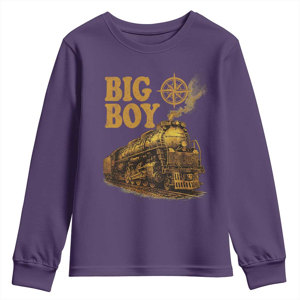 Vintage American Steam Train Locomotive Legend Youth Sweatshirt Compass Adventure Heritage Pride Graphic TS02 Purple Print Your Wear