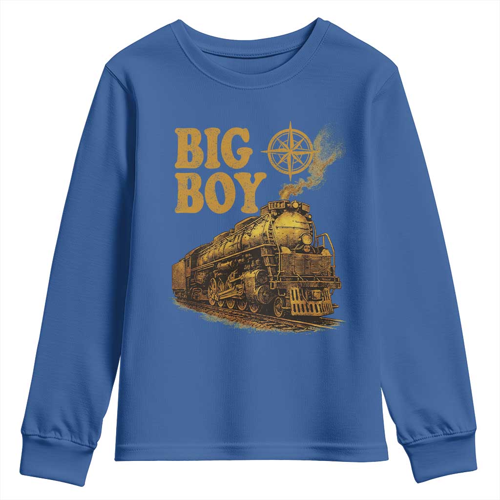 Vintage American Steam Train Locomotive Legend Youth Sweatshirt Compass Adventure Heritage Pride Graphic TS02 Royal Blue Print Your Wear