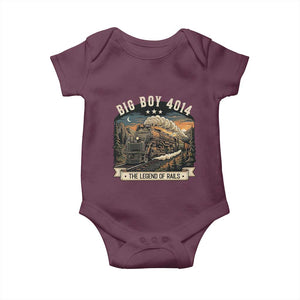 Scenic Mountain Steam Train Graphic Baby Onesie Legend of the Rails Heritage Pride TS02 Maroon Print Your Wear