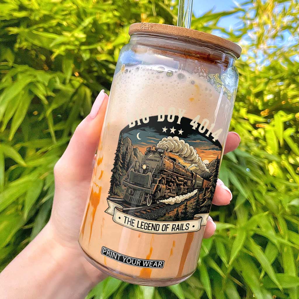 Scenic Mountain Steam Train Graphic Glass Can Legend of the Rails Heritage Pride TS02 Black Print Your Wear