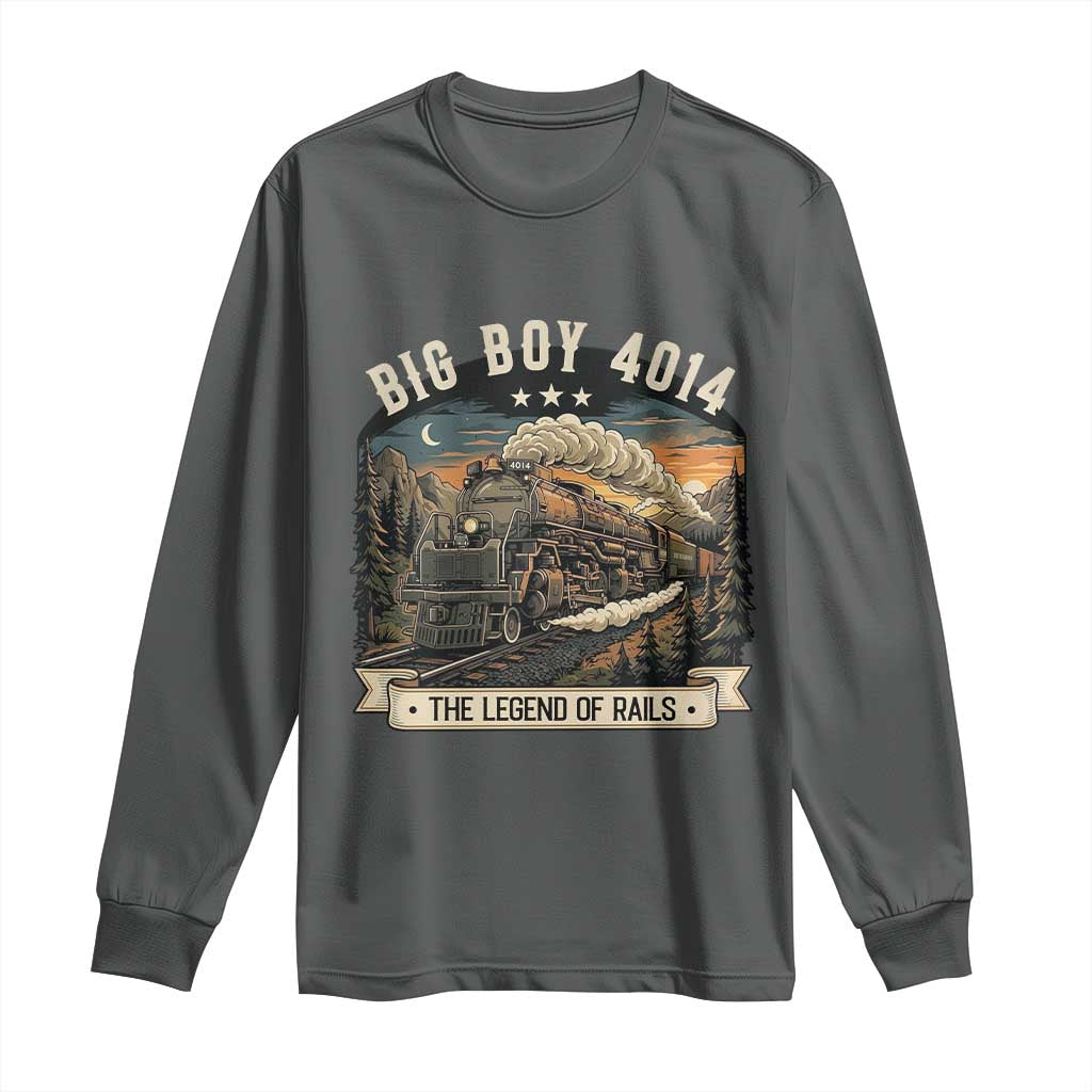 Scenic Mountain Steam Train Graphic Long Sleeve Shirt Legend of the Rails Heritage Pride TS02 Dark Heather Print Your Wear