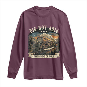Scenic Mountain Steam Train Graphic Long Sleeve Shirt Legend of the Rails Heritage Pride TS02 Maroon Print Your Wear