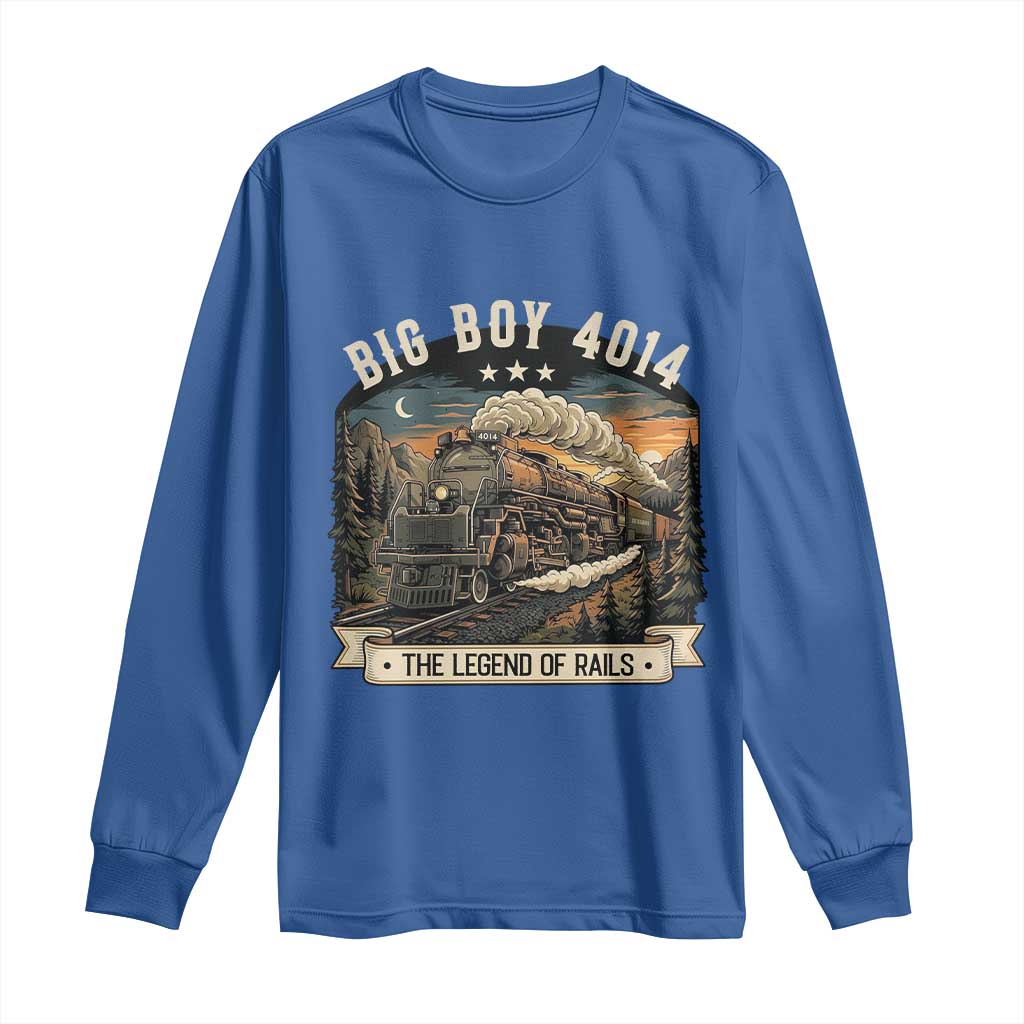 Scenic Mountain Steam Train Graphic Long Sleeve Shirt Legend of the Rails Heritage Pride TS02 Royal Blue Print Your Wear
