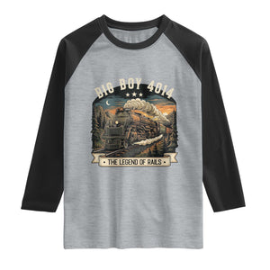 Scenic Mountain Steam Train Graphic Raglan Shirt Legend of the Rails Heritage Pride TS02 Heather Gray Black Print Your Wear