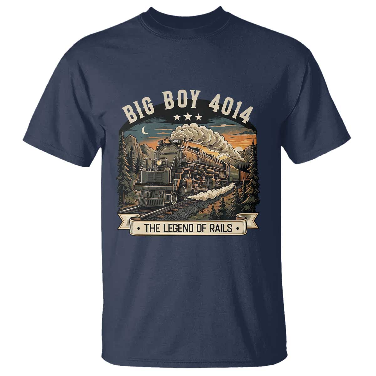 Scenic Mountain Steam Train Graphic T Shirt Legend of the Rails Heritage Pride TS02 Navy Print Your Wear