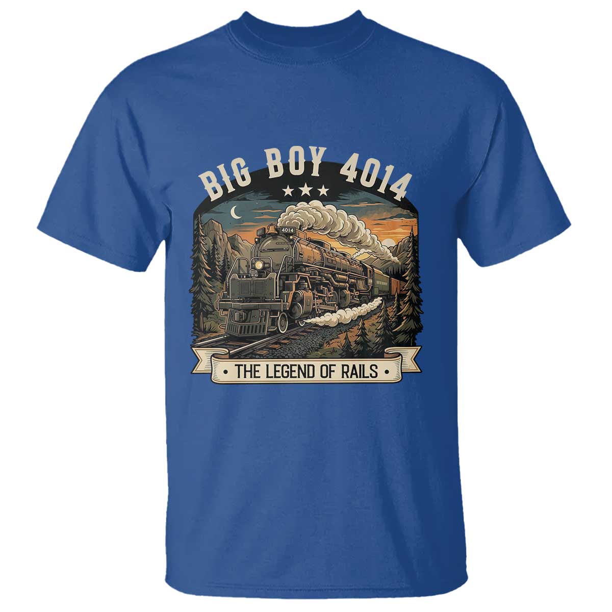 Scenic Mountain Steam Train Graphic T Shirt Legend of the Rails Heritage Pride TS02 Royal Blue Print Your Wear