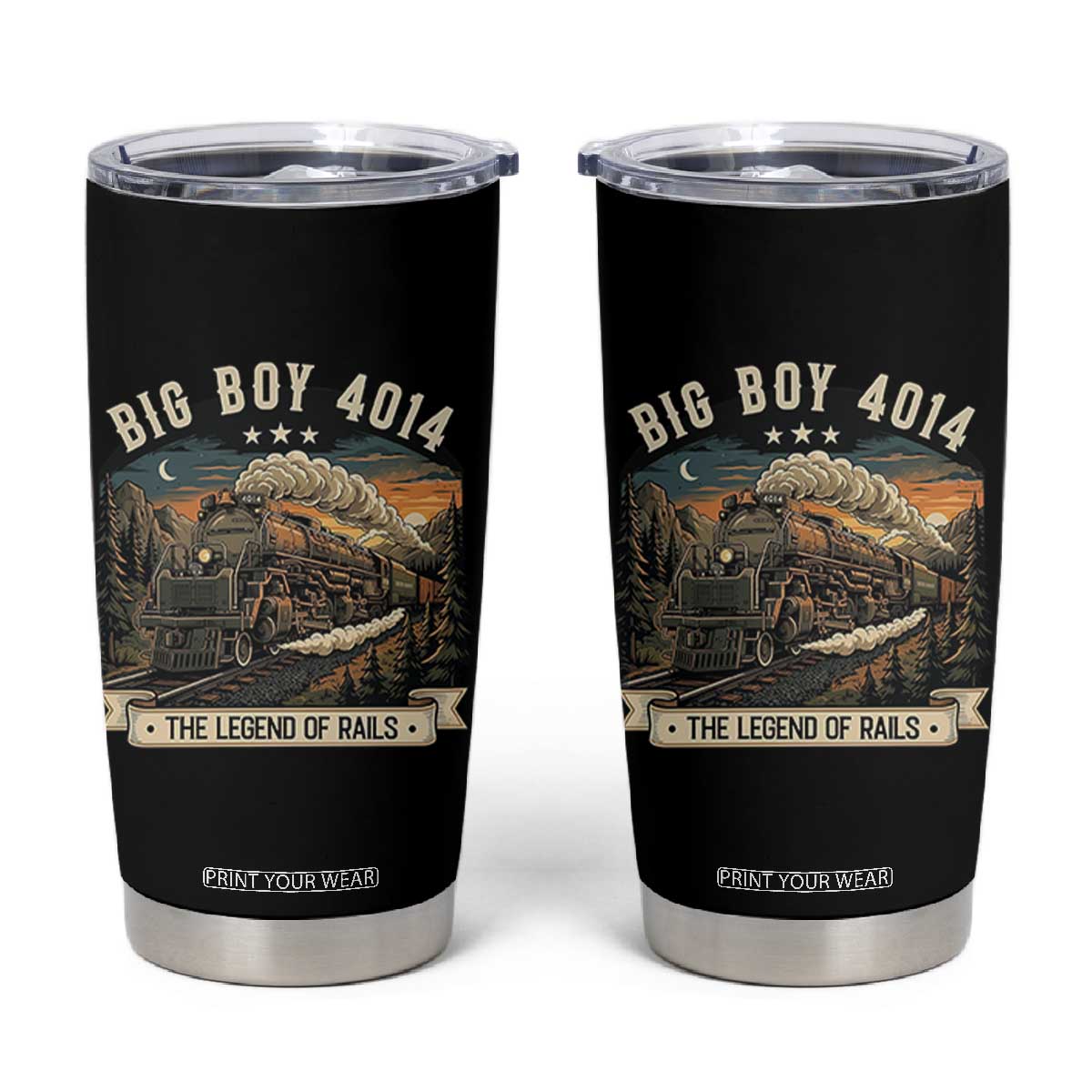 Scenic Mountain Steam Train Graphic Tumbler Cup Legend of the Rails Heritage Pride TS02 Black Print Your Wear