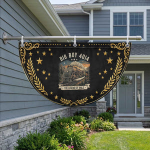 Scenic Mountain Steam Train Graphic Patriotic Fan Flag Legend of the Rails Heritage Pride