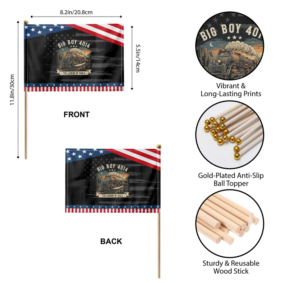 Scenic Mountain Steam Train Graphic Patriotic Handheld Flag Legend of the Rails Heritage Pride TS02 Print Your Wear