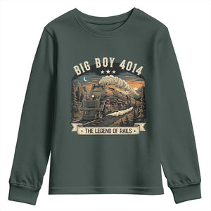 Scenic Mountain Steam Train Graphic Youth Sweatshirt Legend of the Rails Heritage Pride TS02 Dark Forest Green Print Your Wear