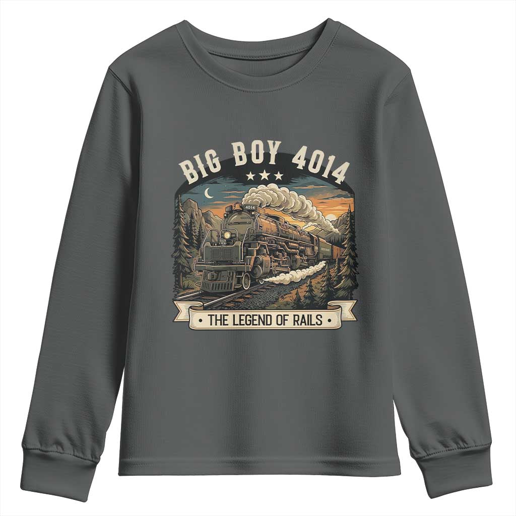 Scenic Mountain Steam Train Graphic Youth Sweatshirt Legend of the Rails Heritage Pride TS02 Dark Heather Print Your Wear