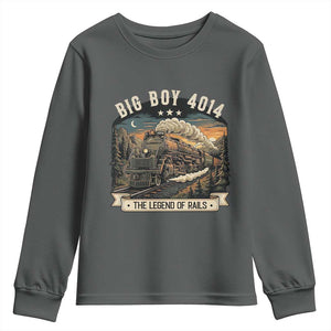 Scenic Mountain Steam Train Graphic Youth Sweatshirt Legend of the Rails Heritage Pride TS02 Dark Heather Print Your Wear