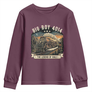Scenic Mountain Steam Train Graphic Youth Sweatshirt Legend of the Rails Heritage Pride TS02 Maroon Print Your Wear