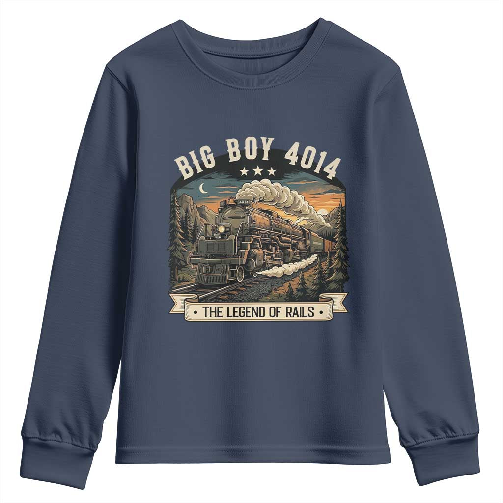 Scenic Mountain Steam Train Graphic Youth Sweatshirt Legend of the Rails Heritage Pride TS02 Navy Print Your Wear