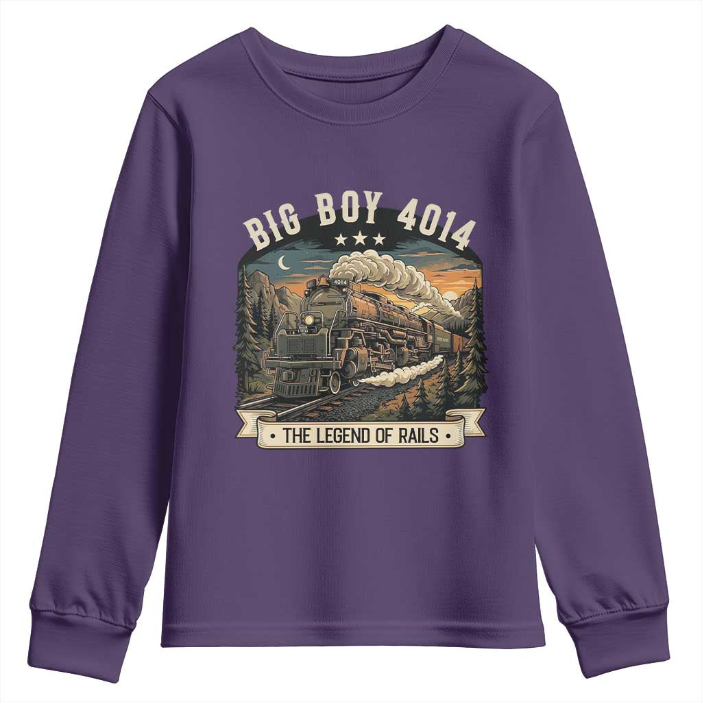 Scenic Mountain Steam Train Graphic Youth Sweatshirt Legend of the Rails Heritage Pride TS02 Purple Print Your Wear