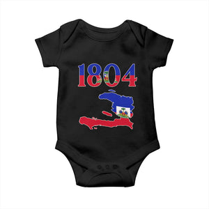 1804 Haiti Map and Flag Baby Onesie Haitian Heritage Pride Graphic TS02 Black Print Your Wear