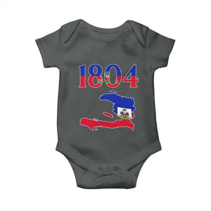 1804 Haiti Map and Flag Baby Onesie Haitian Heritage Pride Graphic TS02 Dark Heather Print Your Wear
