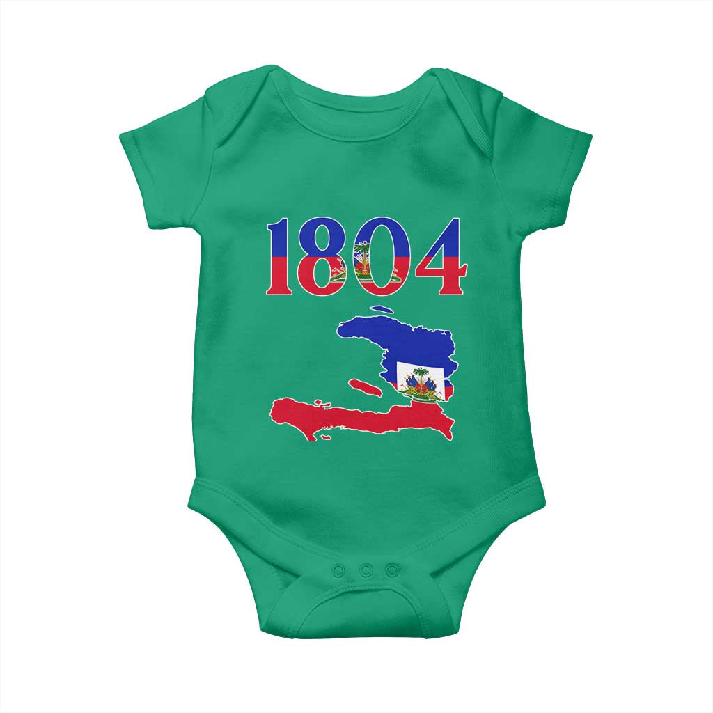 1804 Haiti Map and Flag Baby Onesie Haitian Heritage Pride Graphic TS02 Irish Green Print Your Wear