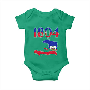 1804 Haiti Map and Flag Baby Onesie Haitian Heritage Pride Graphic TS02 Irish Green Print Your Wear