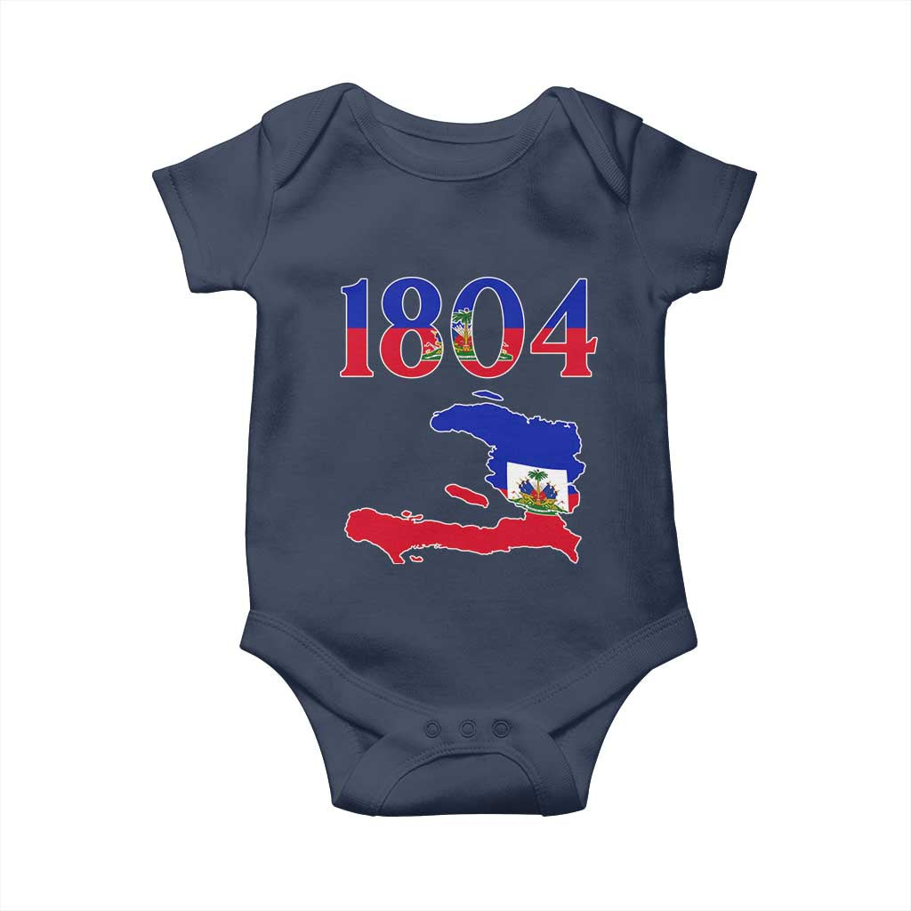 1804 Haiti Map and Flag Baby Onesie Haitian Heritage Pride Graphic TS02 Navy Print Your Wear