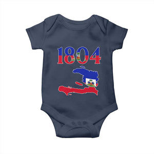 1804 Haiti Map and Flag Baby Onesie Haitian Heritage Pride Graphic TS02 Navy Print Your Wear