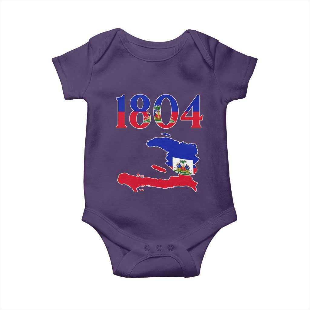 1804 Haiti Map and Flag Baby Onesie Haitian Heritage Pride Graphic TS02 Purple Print Your Wear