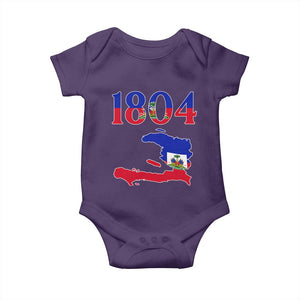 1804 Haiti Map and Flag Baby Onesie Haitian Heritage Pride Graphic TS02 Purple Print Your Wear