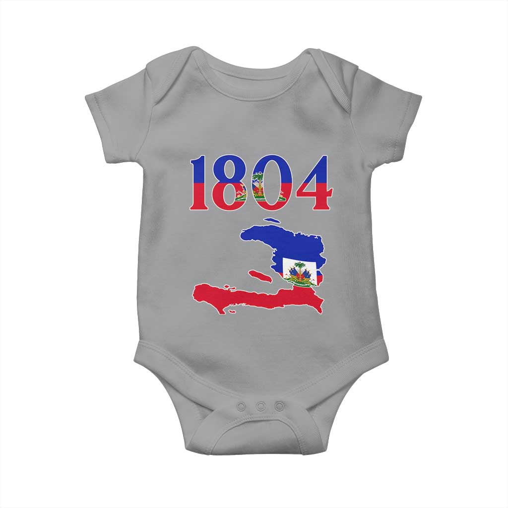 1804 Haiti Map and Flag Baby Onesie Haitian Heritage Pride Graphic TS02 Sport Gray Print Your Wear