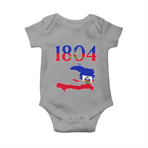 1804 Haiti Map and Flag Baby Onesie Haitian Heritage Pride Graphic TS02 Sport Gray Print Your Wear