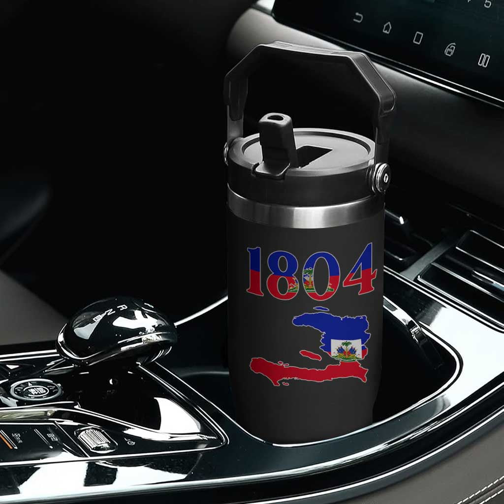 1804 Haiti Map and Flag Flip Straw Tumbler Haitian Heritage Pride Graphic TS02 Print Your Wear