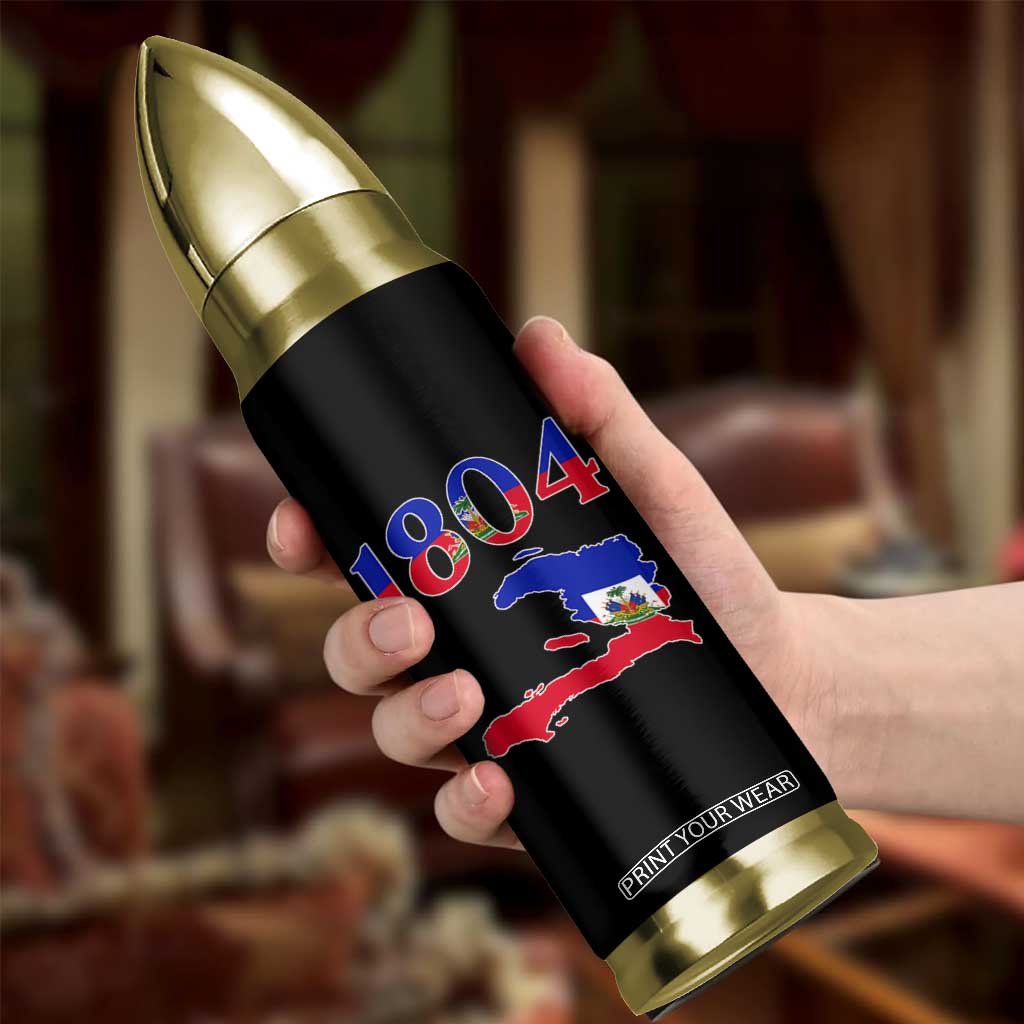 1804 Haiti Map and Flag Bullet Tumbler Haitian Heritage Pride Graphic TS02 Print Your Wear