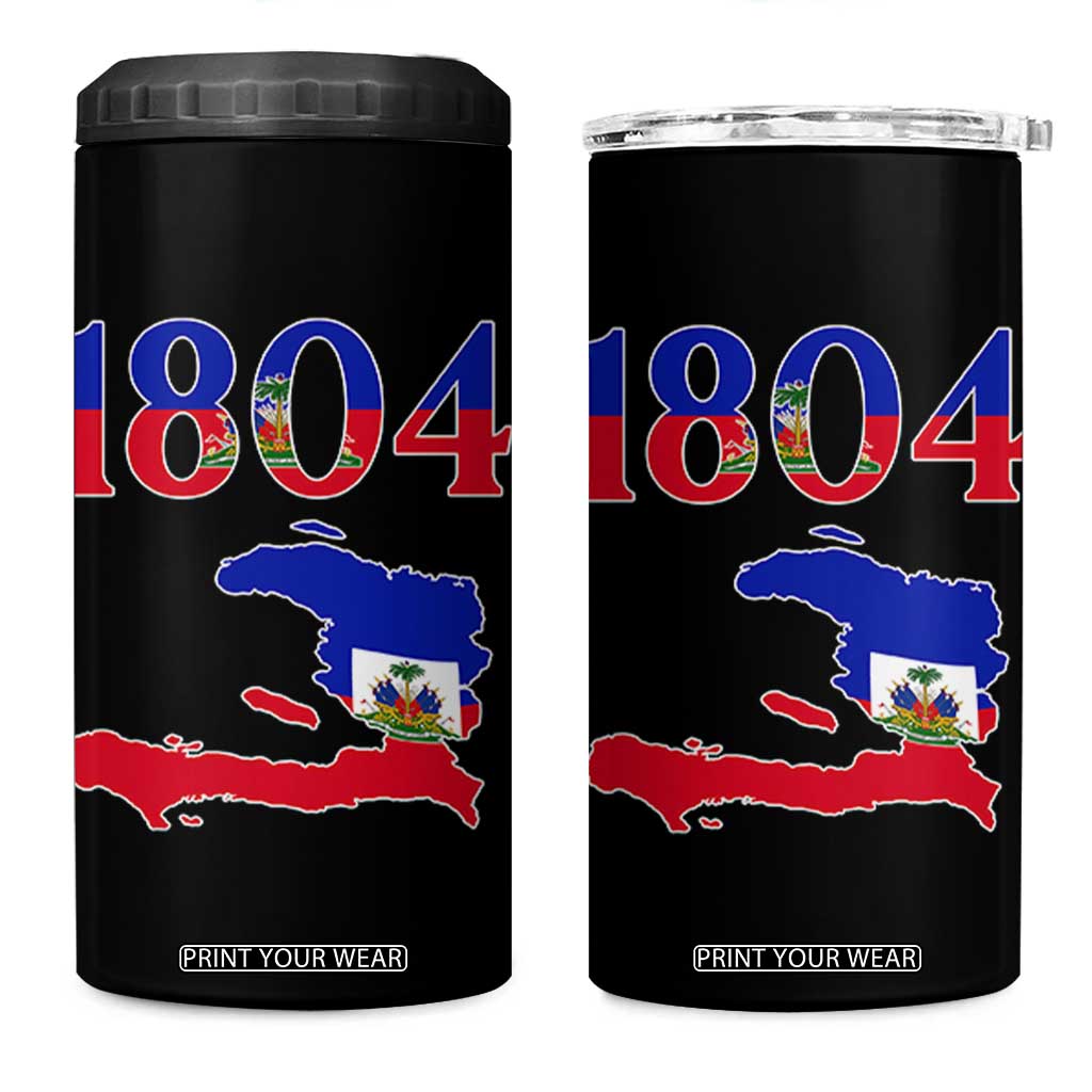 1804 Haiti Map and Flag 4 in 1 Can Cooler Tumbler Haitian Heritage Pride Graphic TS02 One Size: 16 oz Black Print Your Wear