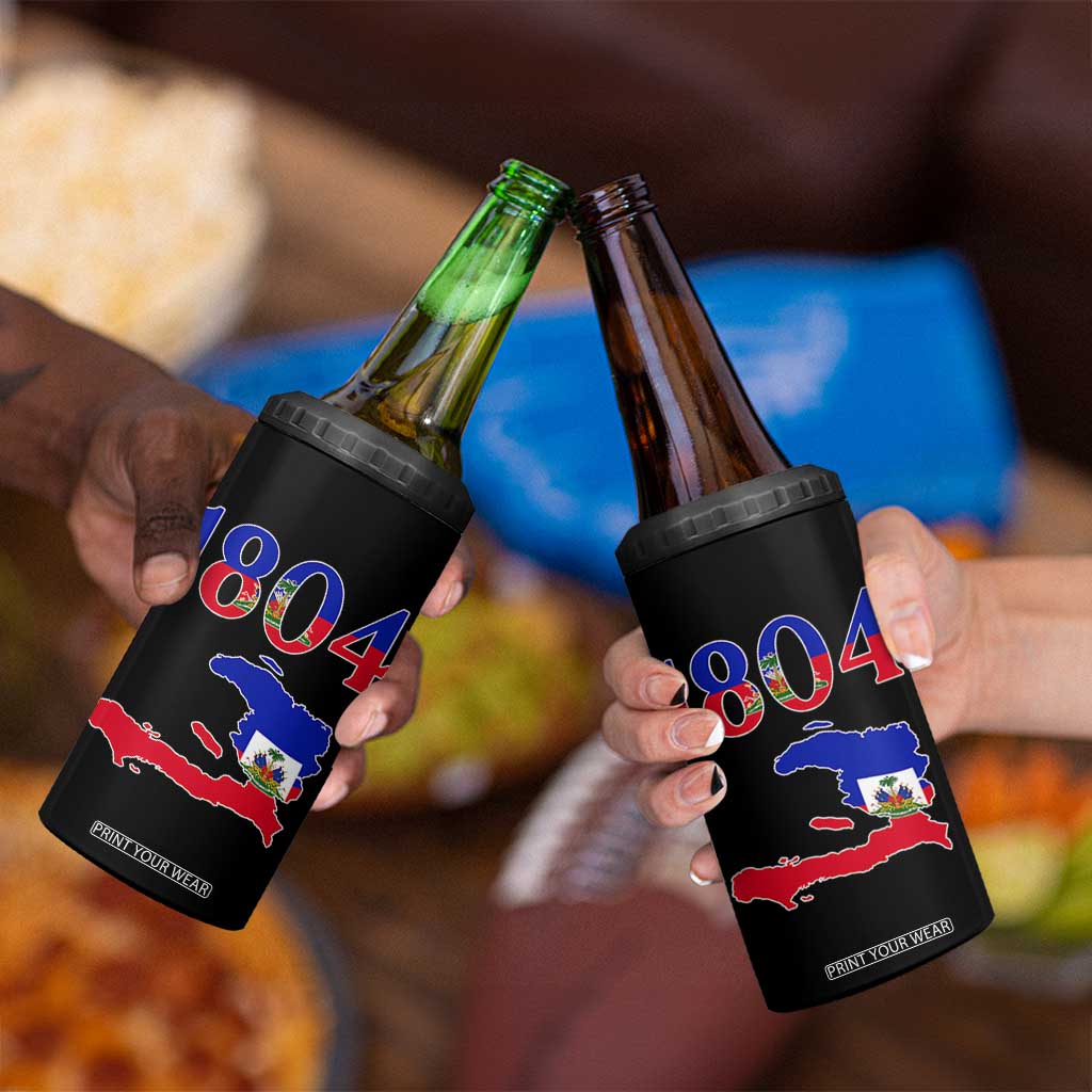 1804 Haiti Map and Flag 4 in 1 Can Cooler Tumbler Haitian Heritage Pride Graphic TS02 Print Your Wear