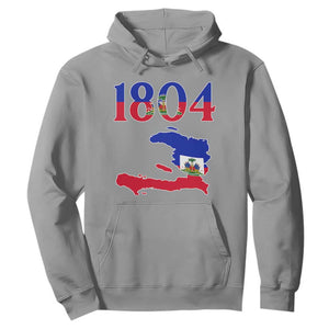 1804 Haiti Map and Flag Hoodie Haitian Heritage Pride Graphic TS02 Sport Gray Print Your Wear