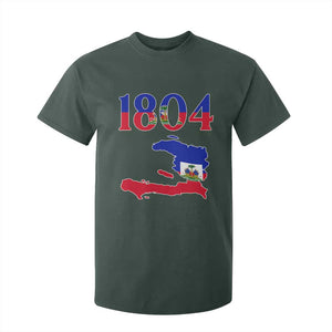 1804 Haiti Map and Flag T Shirt For Kid Haitian Heritage Pride Graphic TS02 Dark Forest Green Print Your Wear