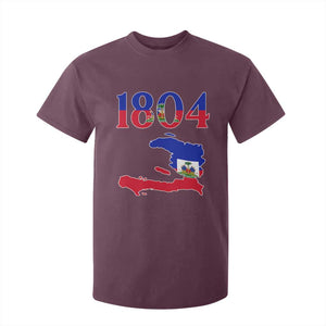 1804 Haiti Map and Flag T Shirt For Kid Haitian Heritage Pride Graphic TS02 Maroon Print Your Wear