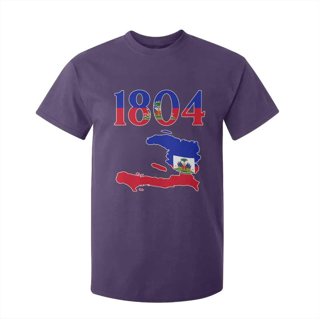 1804 Haiti Map and Flag T Shirt For Kid Haitian Heritage Pride Graphic TS02 Purple Print Your Wear