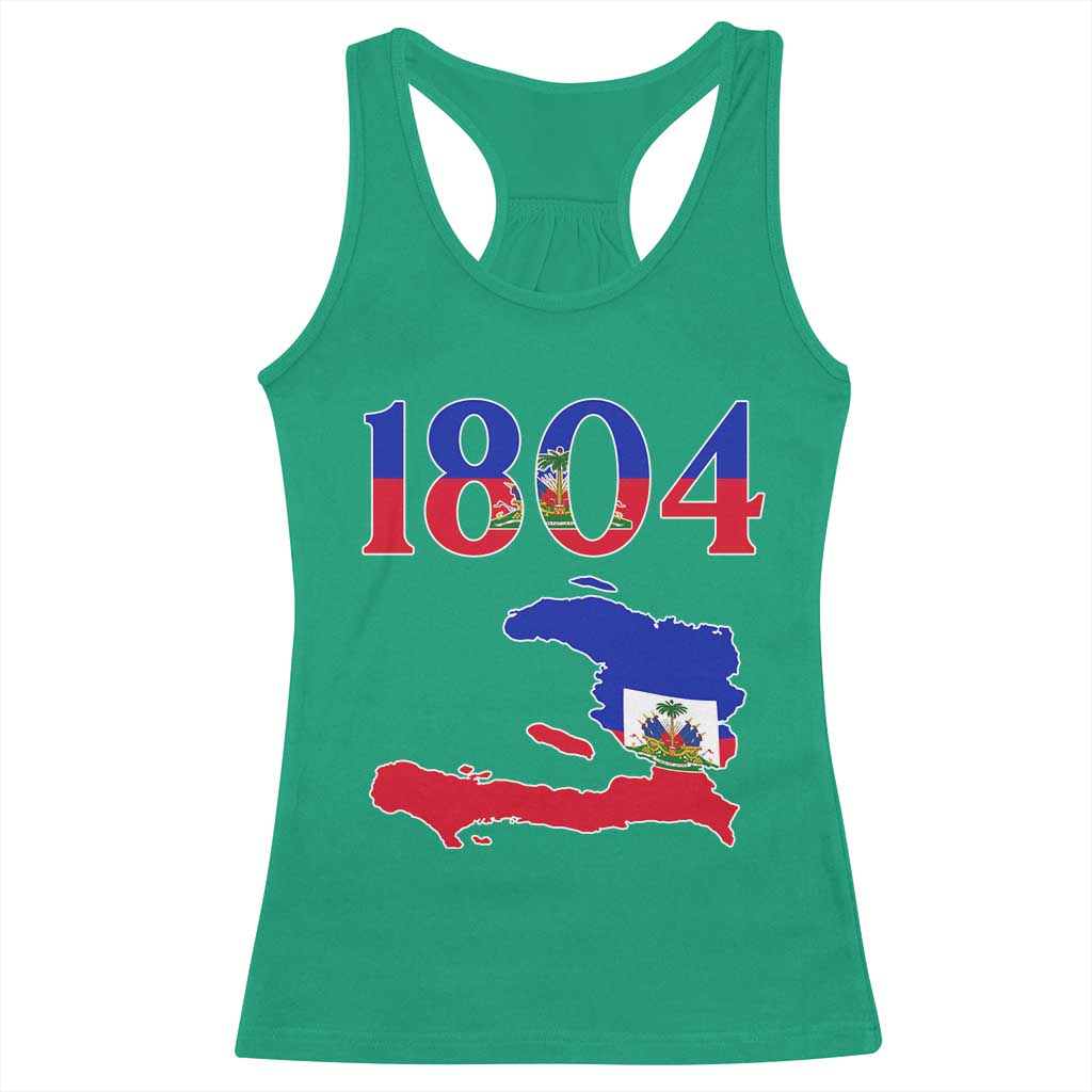 1804 Haiti Map and Flag Racerback Tank Top Haitian Heritage Pride Graphic TS02 Irish Green Print Your Wear