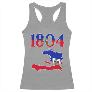 1804 Haiti Map and Flag Racerback Tank Top Haitian Heritage Pride Graphic TS02 Sport Gray Print Your Wear