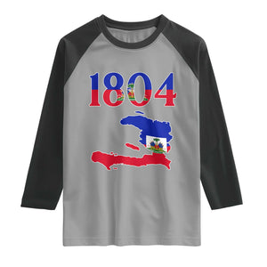 1804 Haiti Map and Flag Raglan Shirt Haitian Heritage Pride Graphic TS02 Sport Gray Black Print Your Wear