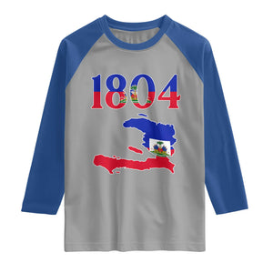 1804 Haiti Map and Flag Raglan Shirt Haitian Heritage Pride Graphic TS02 Sport Gray Royal Print Your Wear