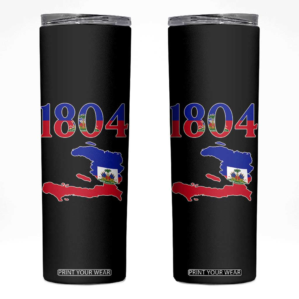 1804 Haiti Map and Flag Skinny Tumbler Haitian Heritage Pride Graphic TS02 Black Print Your Wear