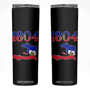 1804 Haiti Map and Flag Skinny Tumbler Haitian Heritage Pride Graphic TS02 Black Print Your Wear