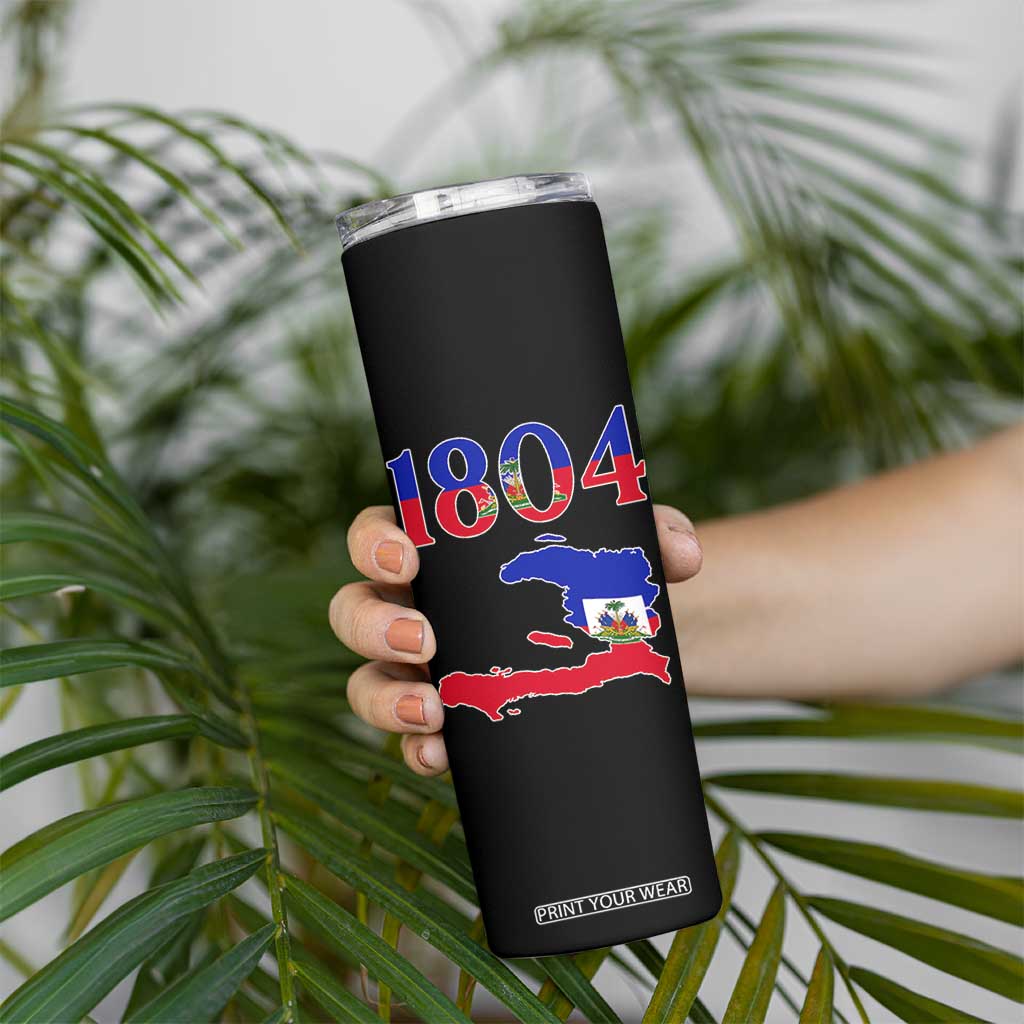 1804 Haiti Map and Flag Skinny Tumbler Haitian Heritage Pride Graphic TS02 Print Your Wear