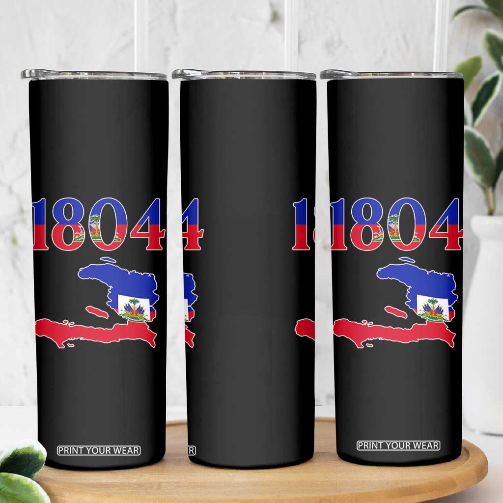 1804 Haiti Map and Flag Skinny Tumbler Haitian Heritage Pride Graphic TS02 Print Your Wear