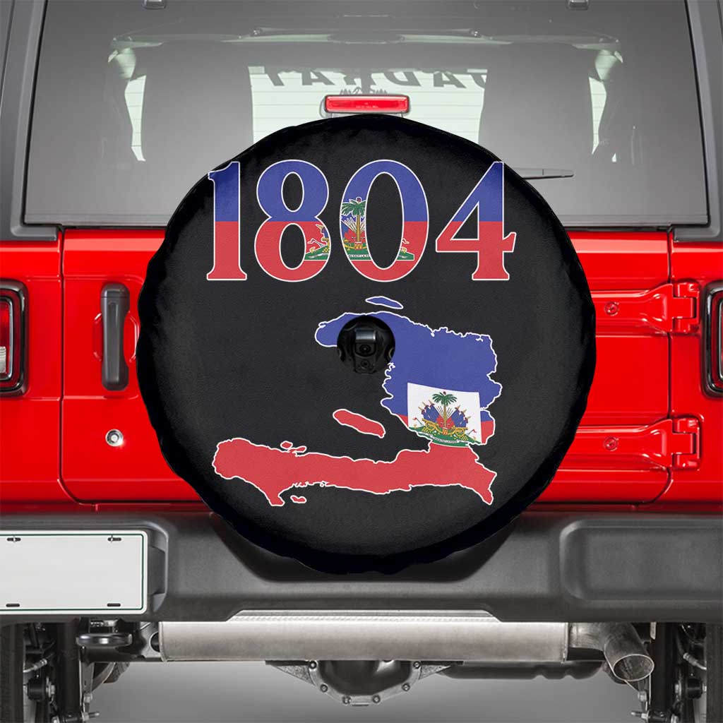 1804 Haiti Map and Flag Spare Tire Cover Haitian Heritage Pride Graphic TS02 Black Print Your Wear